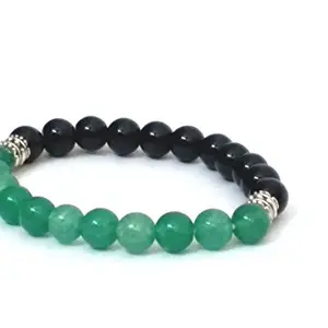 Astroghar Green Aventurine & Black Onyx Crystal Stretch Bracelet (8 MM)