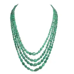 Rajasthan Gems Strand Emerald Beads Natural Necklace 4 Line Gem Stone Handmade Women Gift D384