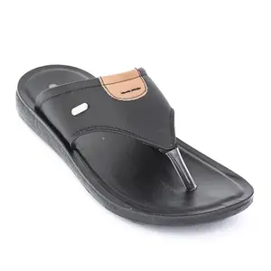 FRANKY Stylish T-Shape Fashion Slipper Mens | Waterproof | Lightweight | Anti Skid | Casual Office Slipper (Black, 8)