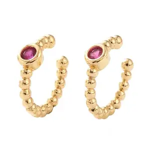 Via Mazzini Fashionable Gold Plated Beaded Design Non-Pierced Clip-On Ear Cuff Earrings For Women And Girls (ER2355) 1 Pair
