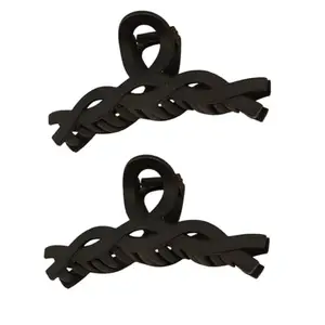 MAVMART Large Twist Matte Finish Big Hair Claw Clips for Women Girls,Long Thick Thin Curly Coily Wavy Straight Jaw Clips for Styling,Strong Hold,Pins Non Slip Accessories(Black) (Twisted, Pack of 2)