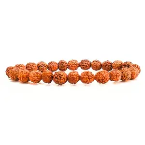 Gemaltic Healing Crystals Rudraksha Bracelet 6MM to 6.5MM – Natural Certified Indonesia Beads for Meditation, Yoga & Spiritual Healing 5 Mukhi (Plain)