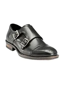 TEAKWOOD LEATHERS Men's Leather Monks Shoes for Men (45, Black)