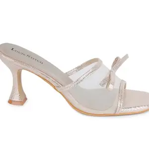 LOUIS STITCH Beige Stylish Transparent High Heels Sandal for Women | Pointed Heel Fashionable & Comfortable Sandal | LSOF-LDPH-BWNTGD | UK-4