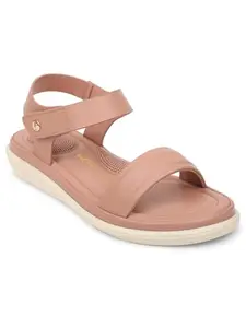Liberty Healers SSAL 1 Casual Flat Sandal For Women With PU Sole | Stylish and Comfortable | Durable Summer Footwear for Outdoor Indoor | Ideal for Everyday Wear (Peach 4 UK)