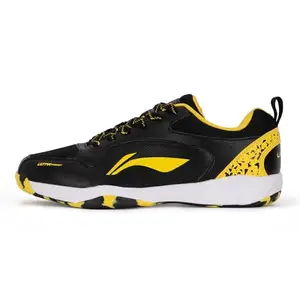 Li-Ning Ultra Power Non-Marking Badminton Shoe|Indoor Sports|Stability Heel, Prototypical Sole, Lightweight Shoe (Black/Yellow,UK 1)