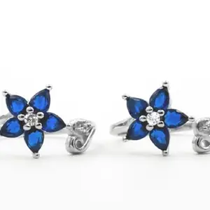 Pahel - "The silver that shines" Blue Flower Toe Rings in Oxidised Silver ? Petal-Inspired Adjustable Toe Rings for Women