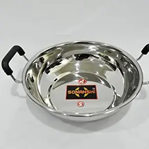 Sonanshi Stainless Steel Kadhai for Cooking/Frying (Induction Bottom) (10 Inch)