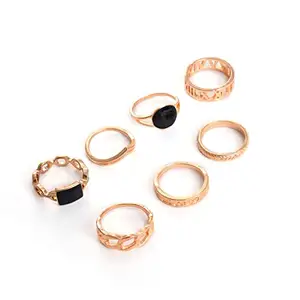 SOHI Women's Pack Of 6 Gold Plated Designer Stone Ring (Sohrng9063)