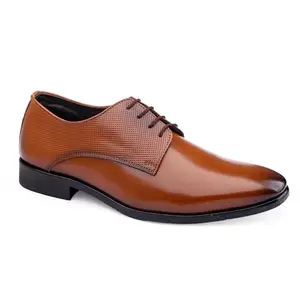 YUVRATO BAXI Men's Pu Material Tan Casual Formal Laceup, Derby Shoes with TPR Sole - 10 UK