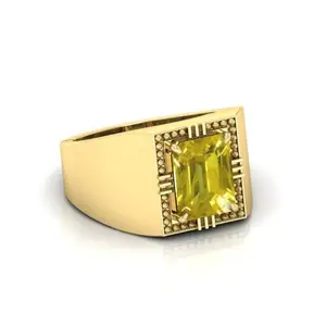 RRVGEM Natural 12.25 Ratti 11.00 Carat Yellow Sapphire panchdhatu ring gold Plated Ring Astrological Adjustable Ring Size 16-22 for Men and Women