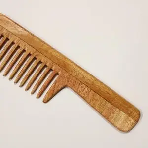 Natural Neem Wood Hair Comb, Handcrafted Wooden Grooming Tool