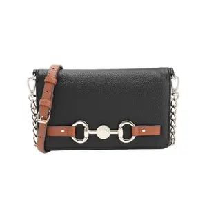 Anne Klein Faux Leather Button Closure Women's Wallet (Black, XL)