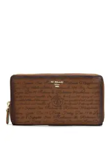 Da Milano Zip Leather Wallet for Women - Brown