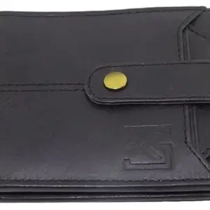 Young Arrow Men Casual Black Genuine Leather Wallet (9 Card Slots)