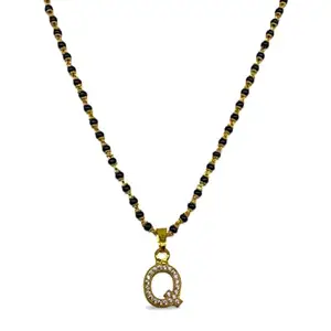 Digital Dress Room Q Letter Alphabet Short Mangalsutra Designs Initial Pendant Gold Name Mangalsutra Design For Women