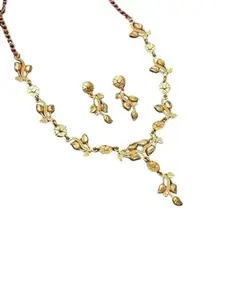 Elegant Traditional GL Necklace Set with Intricate Design and Gemstone Accents_A.E JS-95