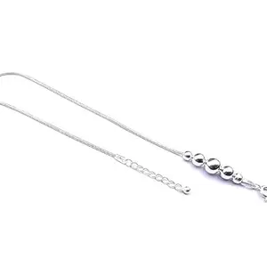 DHRUVS COLLECTION 925 Silver Threaded Size Adjustable Snake Pattern Anklet For Girls & Women