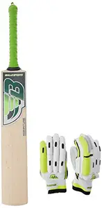 BHAJJI Kashmiri Willow Cricket BAT Signature with Batting Gloves 909 Mens