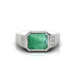 RRVGEM Natural Emerald RING 3.25 Carat Certified Handcrafted Finger Ring With Beautifull Stone Panna RING Silver Plated for Men and Women