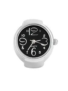 Yellow Chimes Rings for Women Stainless Steel Black Dial Analog Watch Ring Stretchable Ring Watch for Women and Girls.