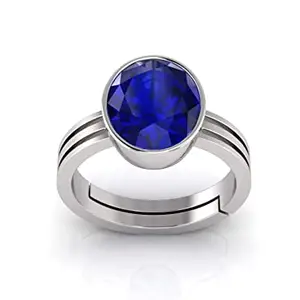 TODANI JEMS 12.25 Ratti Certified Original Blue Sapphire Ring Panchdhatu Adjustable Neelam Ring for Men & Women by Lab Certified