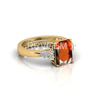 MBVGEMS natural onyx ring 4.25 Ratti / 4.00 Carat Certified gomed/garnet ring Handcrafted Finger Ring With Beautifull Stone hessonite ring Gold Plated for Men and Women LAB - CERTIFIED