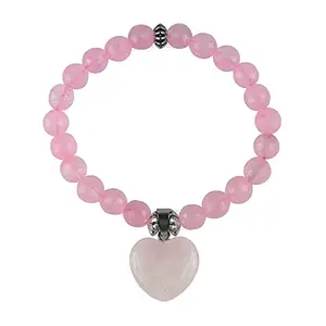 Reiki Crystal Products Rose Quartz with Rose Quartz Heart Charm Saree