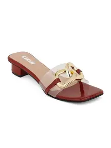 ELLE Women Sandal,Maroon,UK-7