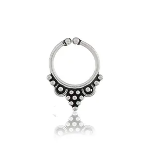 NEMICHAND JEWELS Pure 925 Sterling Silver Septum Nose Rings For Women - Non Pierced nose (SS-NR-09)