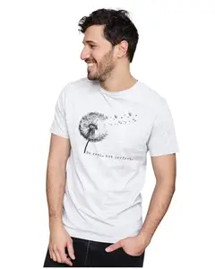 Men's & Women's Regular Fit T-Shirt Just Be Happy - Smile 100% Cotton Unise T-Shirt White|FemaleXL(DELION05-White XL Men GoalAT,)