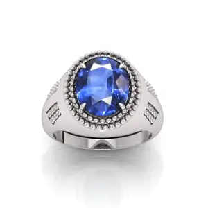 RRVGEM 7.25 Carat Blue Sapphire panchdhatu ring Silver Plated Ring Astrological Adjustable Ring Size 16-22 for Men and Women