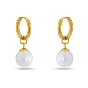 PALMONAS 18k Gold Plated Pearl Orbit Earrings for Womens Waterproof & Anti-Tarnish