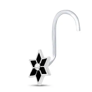 NEMICHAND JEWELS 925 Sterling Silver Handmade Enamel Antique oxidised Nose Rings/Nose pin for womens