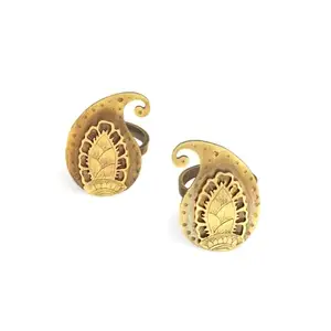 Gold Nera Paisley Design Big Size Toe Rings with Indian Inspired Gold Tarnish Look for Graceful Girls Adjustable Toe Band for Women