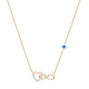 MINUTIAE Womens Rose Gold-Plated Stones-Studded Pendant Necklace With Chain MNT0428RD_RG