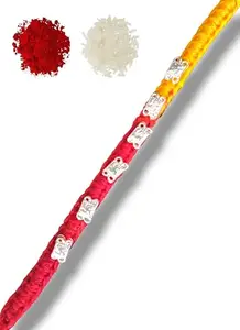 SOMYA By BM Jewellers Sterling Silver Rakhi With Certificate Of Purity For UNISEX Comes With Natural Roli And Chawal (Satiya Rakhi)