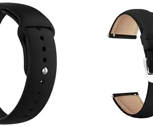 ACM Pack of 2 Watch Strap Silicone & Leather Belt 22mm compatible with Maxima Max Pro Coral Smartwatch Sports with Casual Classic Band (Black)