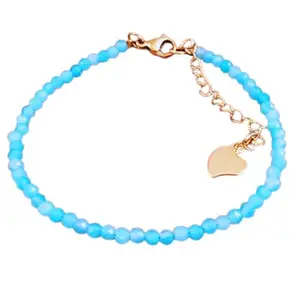 LKBEADS Amazonite Bracelet with Rose Gold Plated Clasp – 3-3.5mm Round Beads – Faceted Cut – 7 inch adjustable – Healing, Fashion, Gift, Spiritual, Yoga|LK_STACK_00153