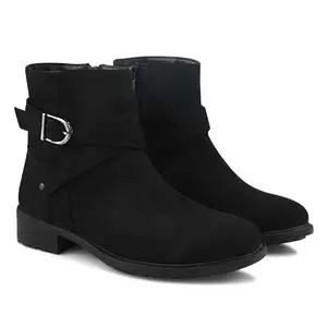 CLOG LONDON Women's Stylish Ankle Boots With Side Zipper | Comfortable and Versatile Fashion Boots for Women-BLACK-38