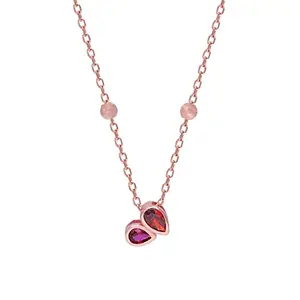 GIVA 925 Sterling Silver Rosegold Crimson Heart Necklace| Gifts for Girlfriend,Pendant to Gift Women & Girls | With Certificate of Authenticity and 925 Stamp | 6 Month Warranty*
