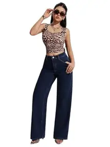 KOTTY Women’s High-Waist Button Relaxed Fit Casual Ankle Length Stylish Jeans