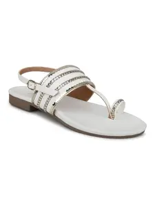 INC.5 Women White Embellished One Toe Flats