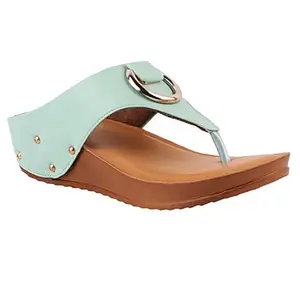 Respiro Women's Pista-Green Wedge Sandal-6 Kids UK (RES-NI-W-06)
