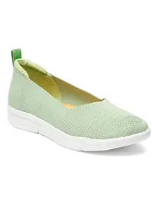 Bruno Manetti Women's S Green Slipon Back Closed Round Toe Upper Fabric Insole Memory Foam EVA Sole Comfort Bellies