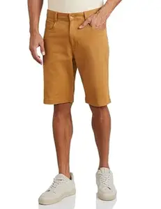 Amazon Brand - Symbol Men's Cotton Rich Stretchable Regular Fit Chino Shorts |Scoop Pockets