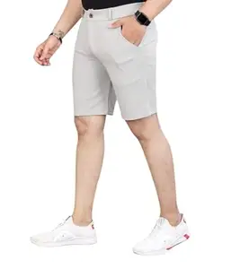 Cotton Men Casual Knee Length Shorts with 2 Pockets | Comfortable & Versatile Design_A3 Cream