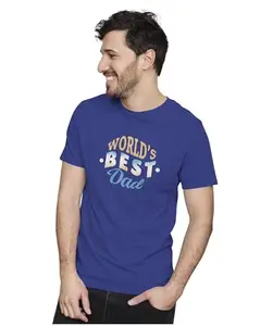 ALLEN BLACK Men's & Women's Regular Fit T-Shirt World's Best Dad 100% Cotton Unise T-Shirt Royal Blue_BESTDAD11-Royal Blue 4XL Men Round_