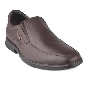 Red Chief Brown Leather Formal Slip on Shoes for Men