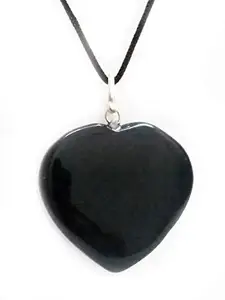 ASTROGHAR Black Tourmaline Black Heart Shaped Crystal Pendant For Men & Women